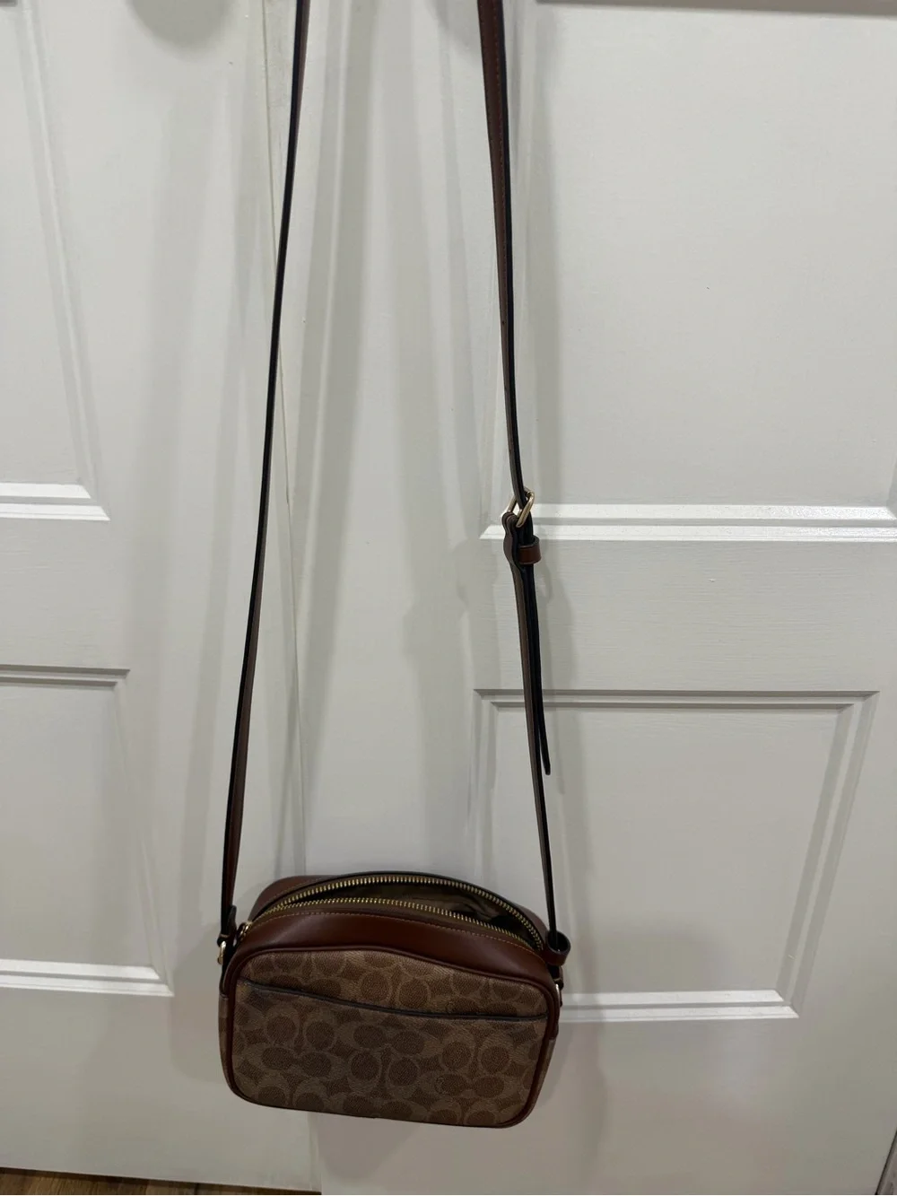 Coach Mini Crossbody in Signature Brown and Dark Brown